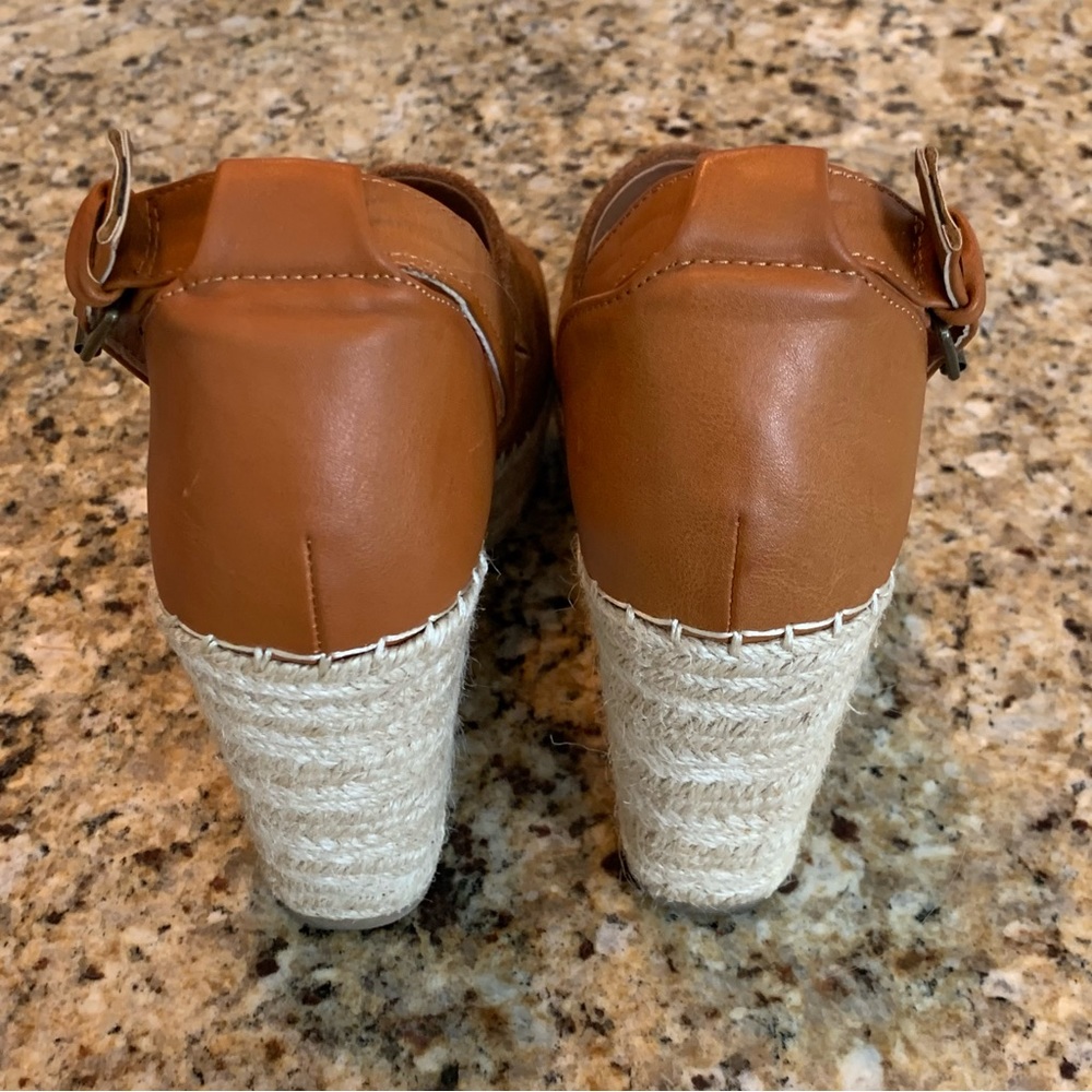 STEVE MADDEN Jaylen Wedge Espadrilles Platform Sandals Size 8.5 Cognac B… - Picture 8 of 12